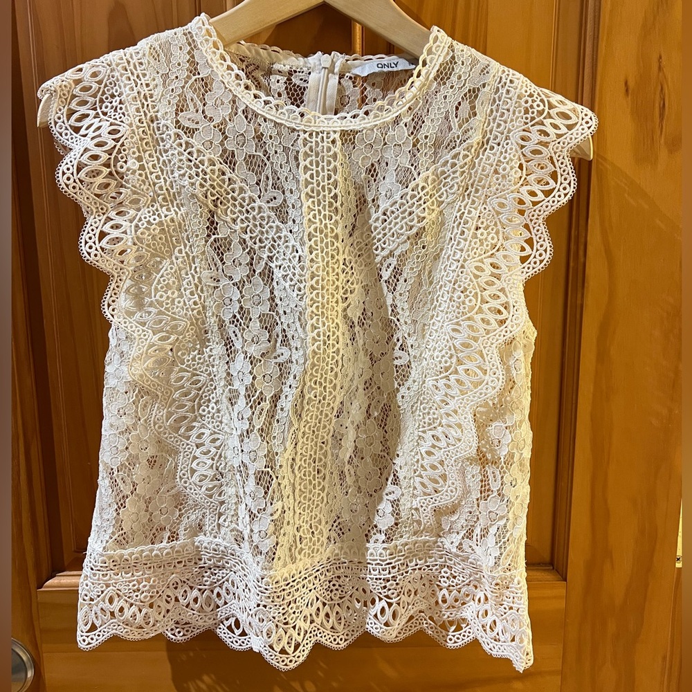 ONLY Cream Lace Top